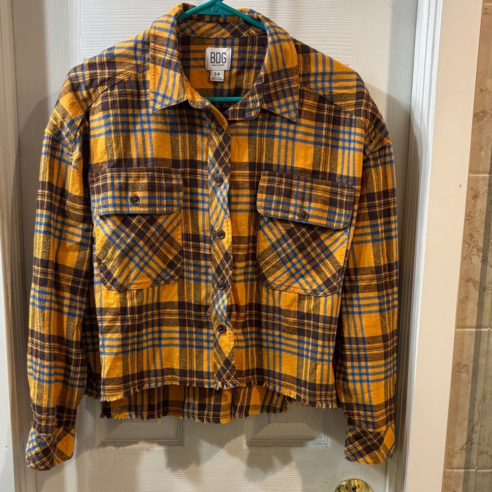 BDG Yellow and Blue Plaid Shirt